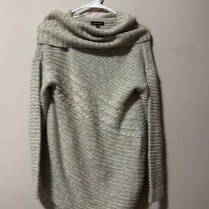 Verve Ami Womens Cowl Neck Sweater Beige Marl Cable Knit High Low Hem Size S